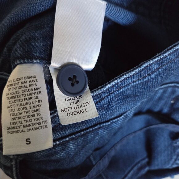 Lucky Brand Soft Utility Denim Overall Blue Indigo Size Women's Small Tie Waist - Picture 10 of 11